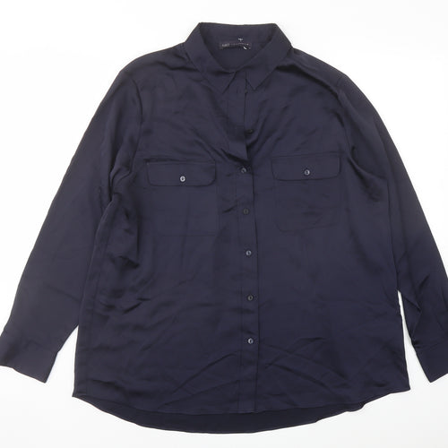 Marks and Spencer Womens Blue Polyester Basic Button-Up Size 18 Collared