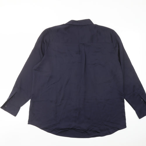 Marks and Spencer Womens Blue Polyester Basic Button-Up Size 18 Collared