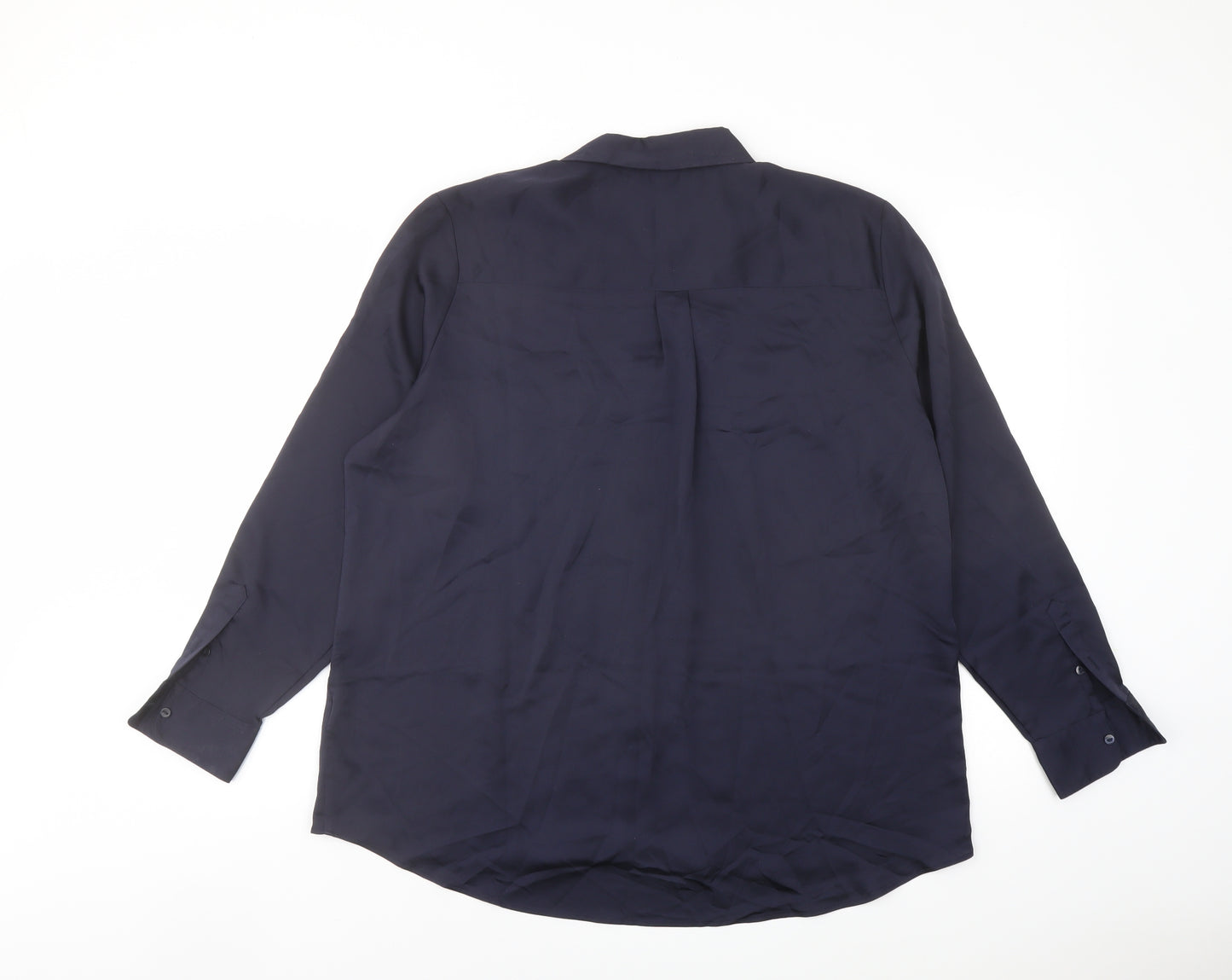 Marks and Spencer Womens Blue Polyester Basic Button-Up Size 18 Collared