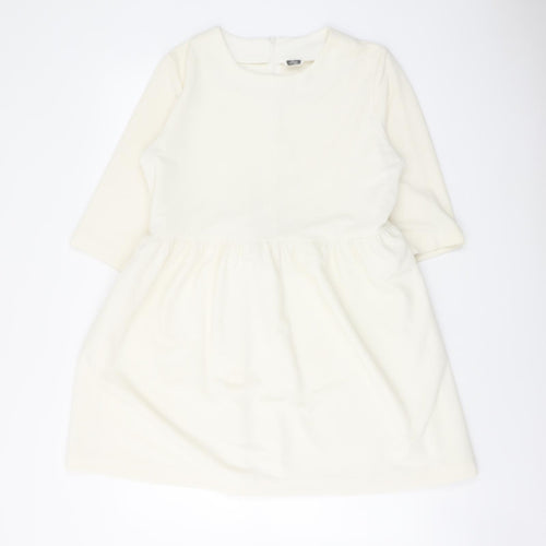 The White Pepper Womens Ivory Polyester A-Line Size S Round Neck Zip