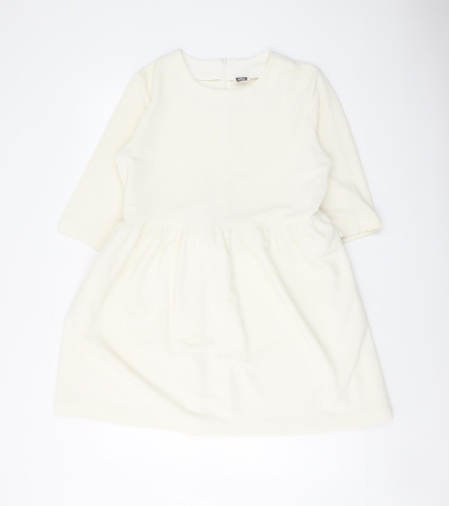 The White Pepper Womens Ivory Polyester A-Line Size S Round Neck Zip