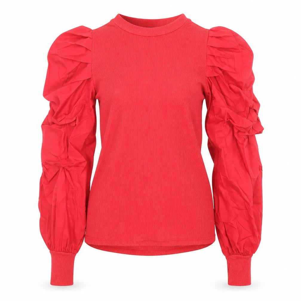 Today Womens Red Polyester Basic Blouse Size 8 Round Neck