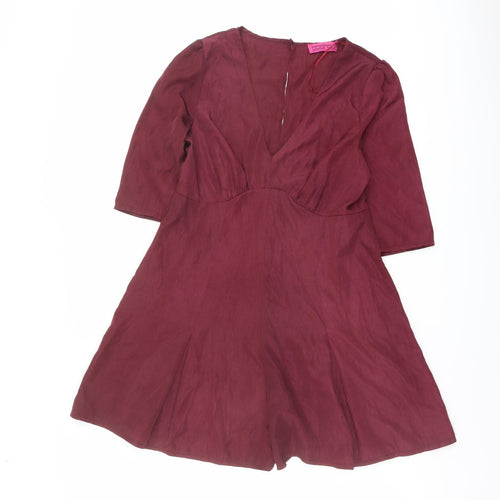 Boohoo Womens Purple Polyester Playsuit One-Piece Size 12 Zip