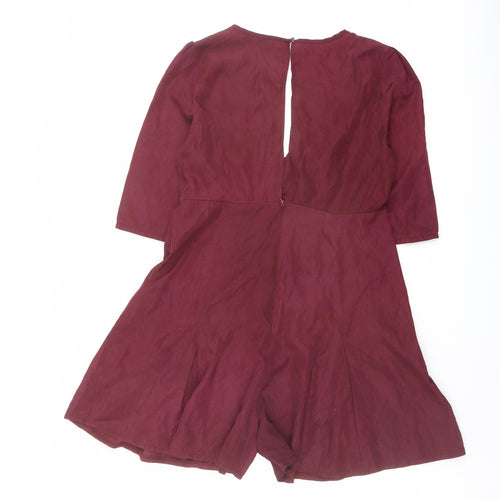 Boohoo Womens Purple Polyester Playsuit One-Piece Size 12 Zip