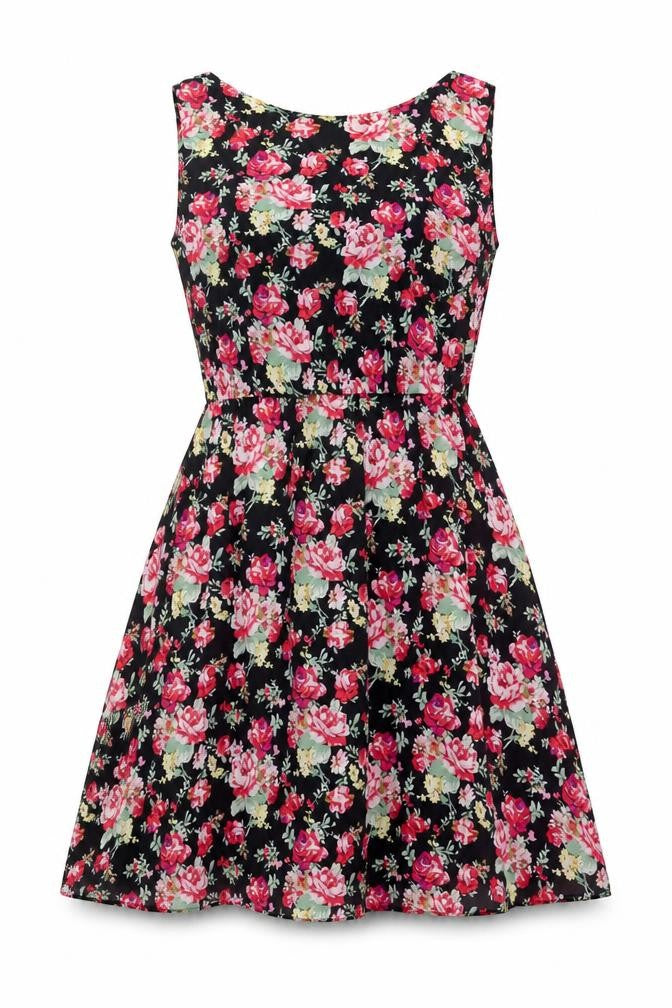 Amber Carystal Womens Multicoloured Floral Cotton Fit & Flare Size M Boat Neck Pullover