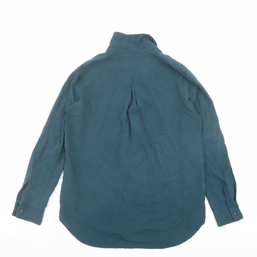 Uniqlo Womens Green Viscose Basic Button-Up Size S Collared