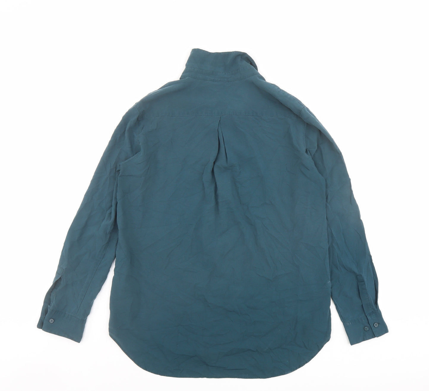 Uniqlo Womens Green Viscose Basic Button-Up Size S Collared