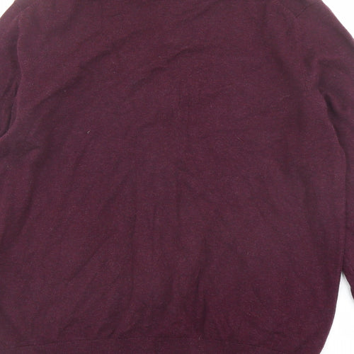 Burton Mens Purple Mock Neck Cotton Full Zip Jumper Size L Long Sleeve