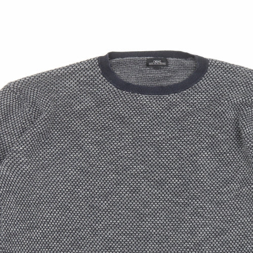 NEXT Mens Blue Crew Neck Geometric Cotton Pullover Jumper Size XL Long Sleeve