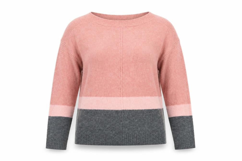 Front view of Next women’s pink boat neck acrylic jumper, size XS