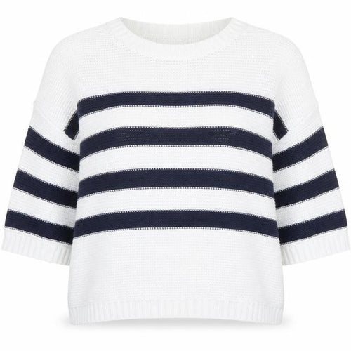 Lottie Lovers Womens White Crew Neck Striped Cotton Pullover Jumper Size 8 - Size 8-10