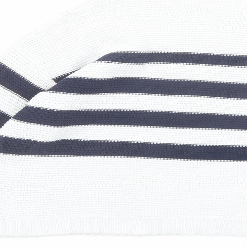 Lottie Lovers Womens White Crew Neck Striped Cotton Pullover Jumper Size 8 - Size 8-10