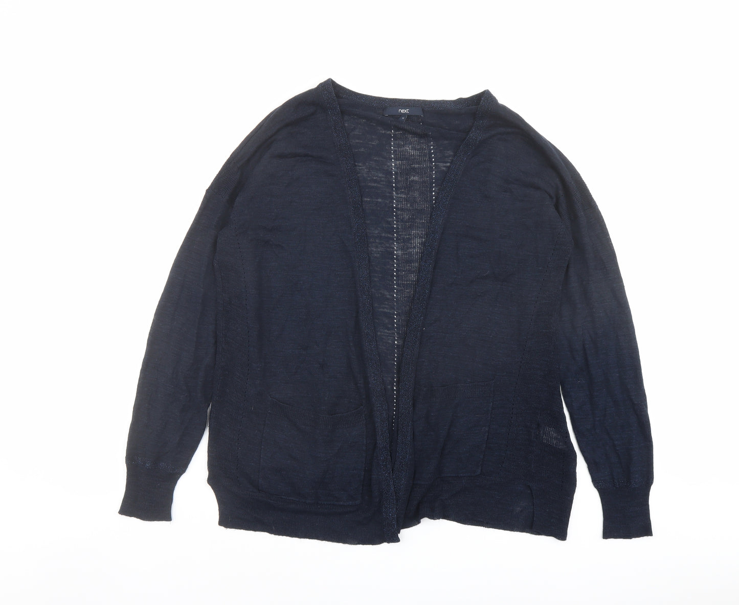 NEXT Womens Blue V-Neck Acrylic Cardigan Jumper Size 12