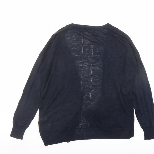 NEXT Womens Blue V-Neck Acrylic Cardigan Jumper Size 12