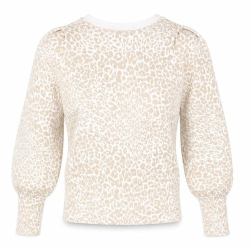 Marks and Spencer Womens Beige Boat Neck Animal Print Viscose Pullover Jumper Size XS - Leopard pattern