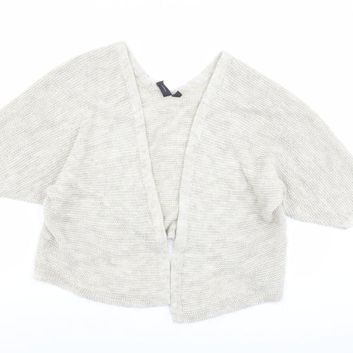 Izabel Womens Beige V-Neck Acrylic Shrug Jumper Size 10