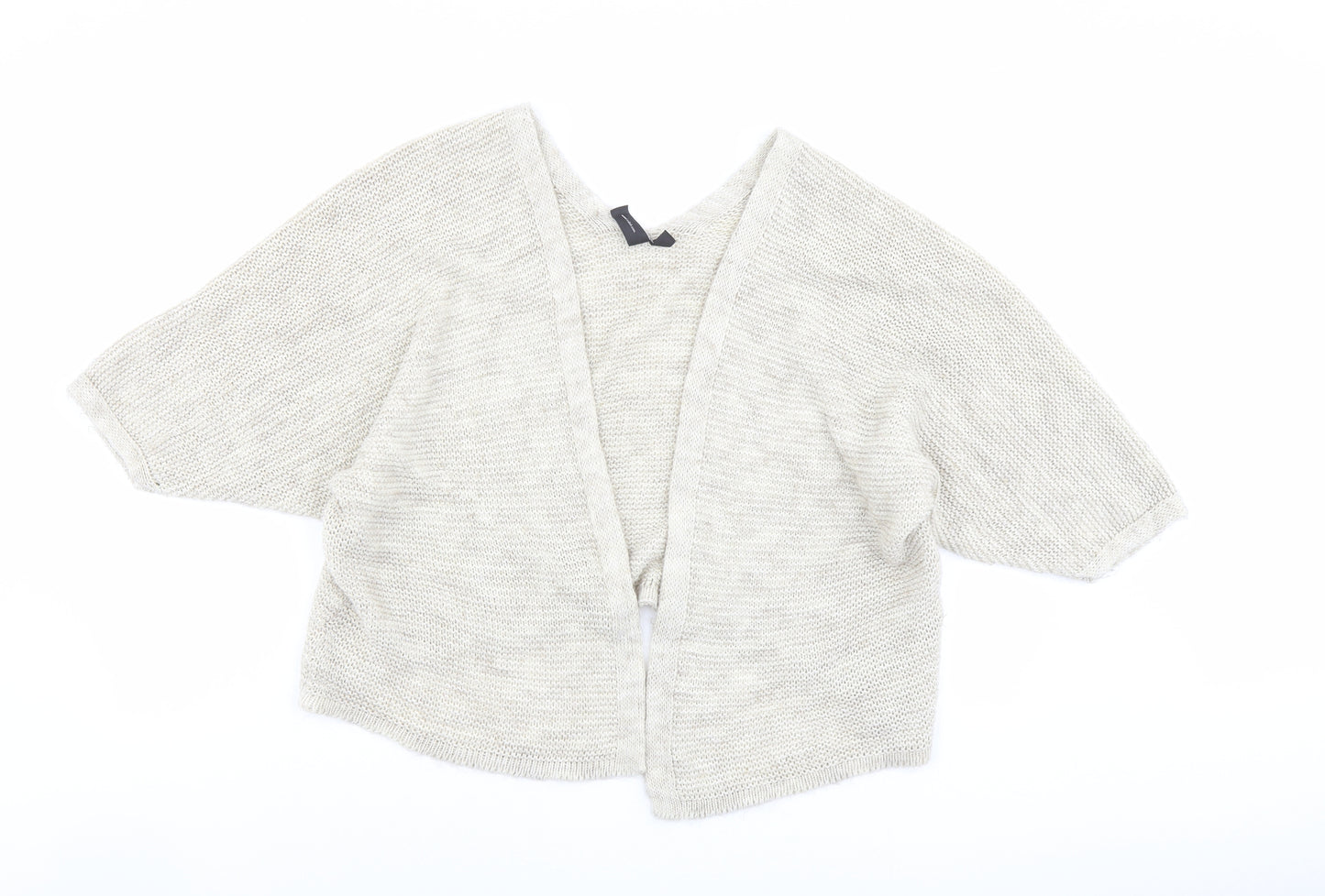 Izabel Womens Beige V-Neck Acrylic Shrug Jumper Size 10