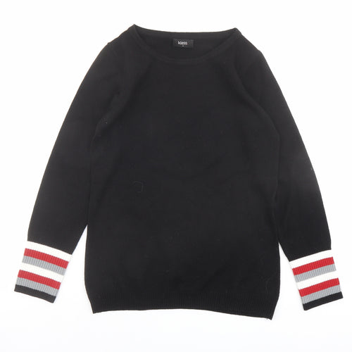 Klass Womens Black Boat Neck Acrylic Pullover Jumper Size S