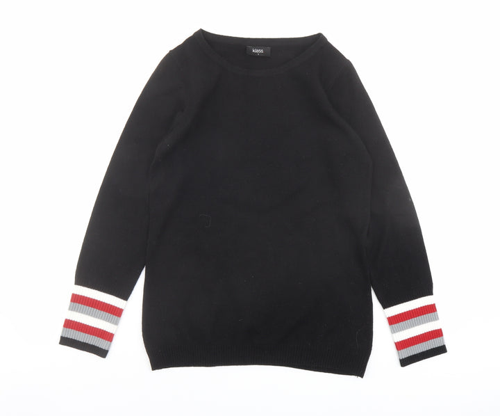 Klass Womens Black Boat Neck Acrylic Pullover Jumper Size S