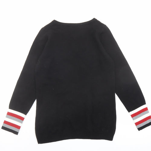 Klass Womens Black Boat Neck Acrylic Pullover Jumper Size S