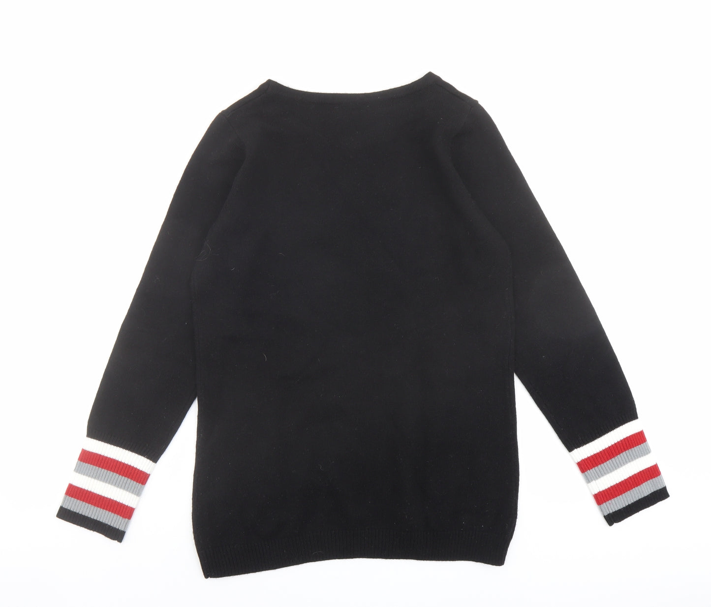 Klass Womens Black Boat Neck Acrylic Pullover Jumper Size S
