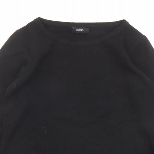 Klass Womens Black Boat Neck Acrylic Pullover Jumper Size S