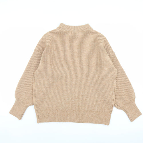 Friends Like These Womens Beige Round Neck Acrylic Pullover Jumper Size 14 - Keyhole neck