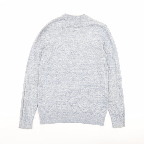 H&M Mens Blue Round Neck Cotton Pullover Jumper Size S Long Sleeve