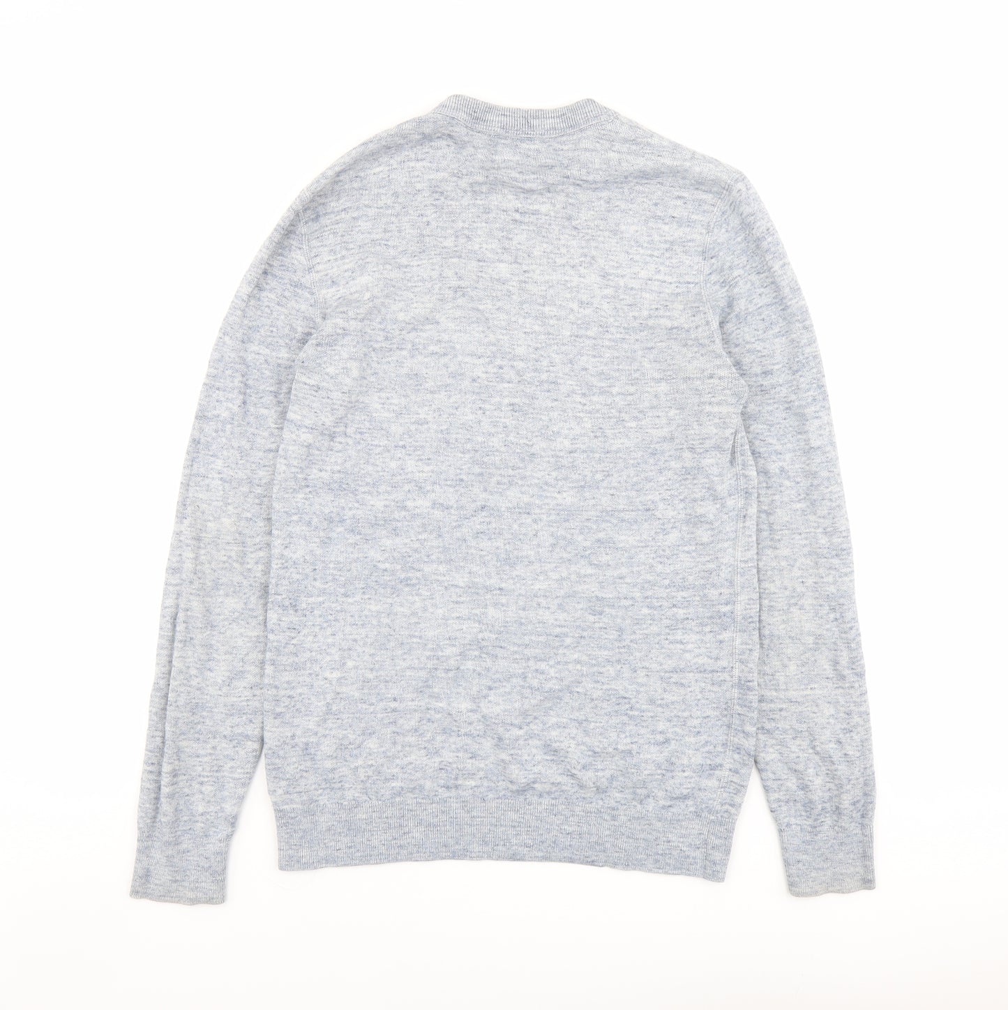 H&M Mens Blue Round Neck Cotton Pullover Jumper Size S Long Sleeve