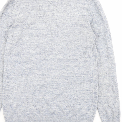H&M Mens Blue Round Neck Cotton Pullover Jumper Size S Long Sleeve