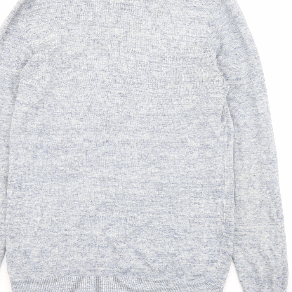 H&M Mens Blue Round Neck Cotton Pullover Jumper Size S Long Sleeve