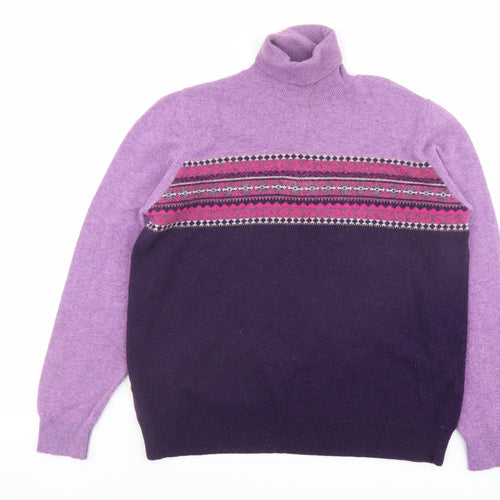 Marks and Spencer Womens Purple Roll Neck Wool Pullover Jumper Size 16