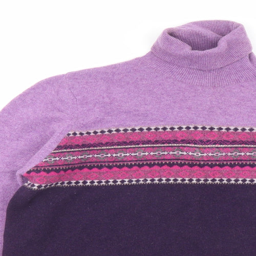 Marks and Spencer Womens Purple Roll Neck Wool Pullover Jumper Size 16