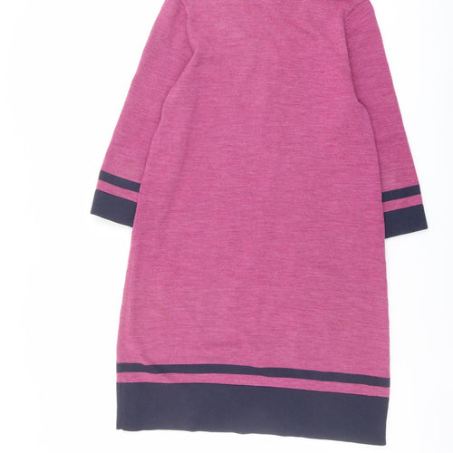 Boden Womens Purple Colourblock Wool Jumper Dress Size 14 Scoop Neck Pullover