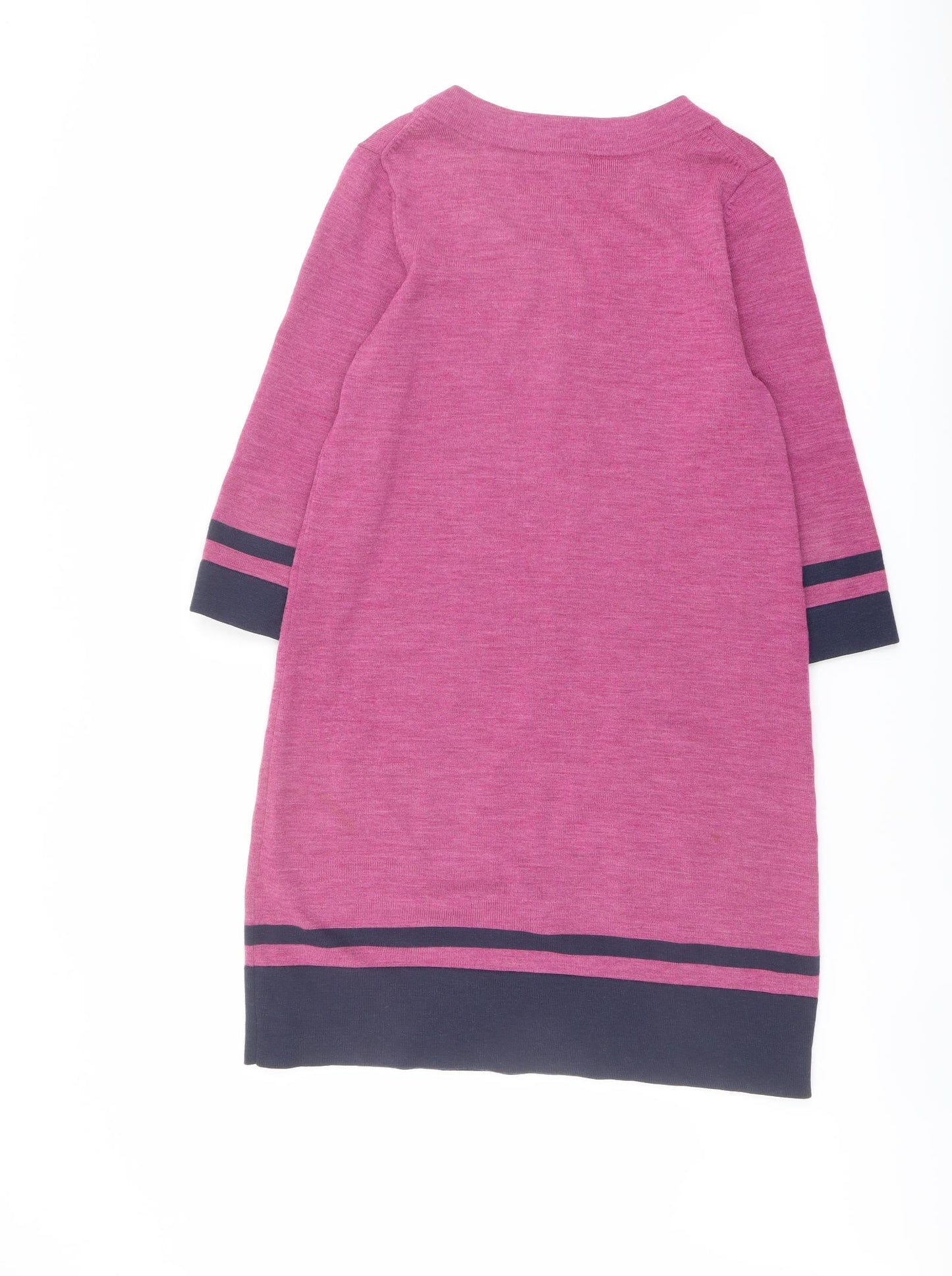 Boden Womens Purple Colourblock Wool Jumper Dress Size 14 Scoop Neck Pullover