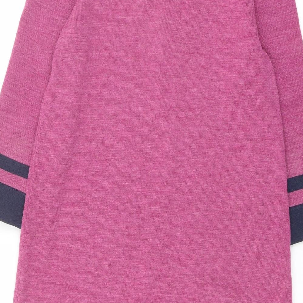 Boden Womens Purple Colourblock Wool Jumper Dress Size 14 Scoop Neck Pullover