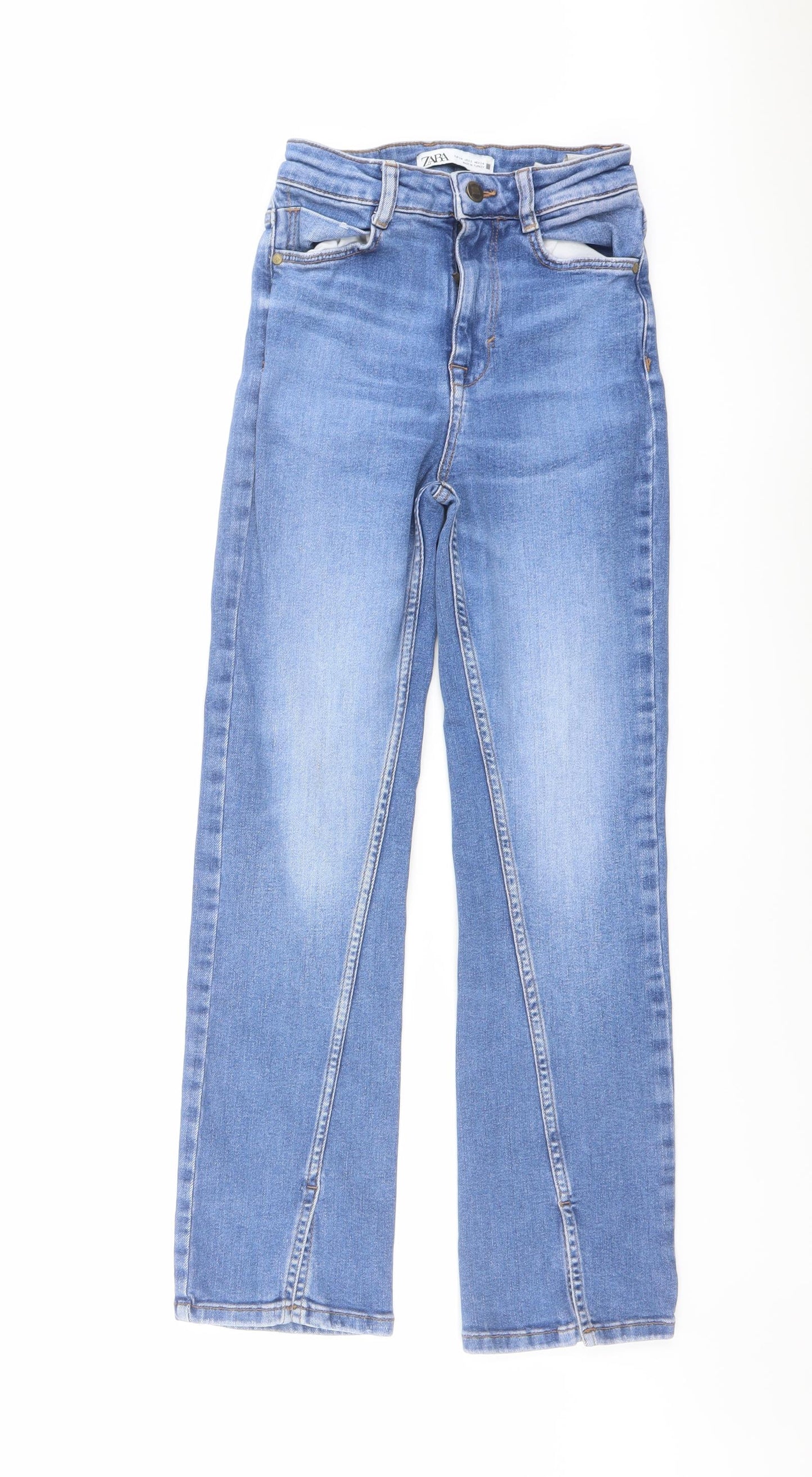 Zara Womens Blue Cotton Bootcut Jeans Size 6 L26 in Regular Button