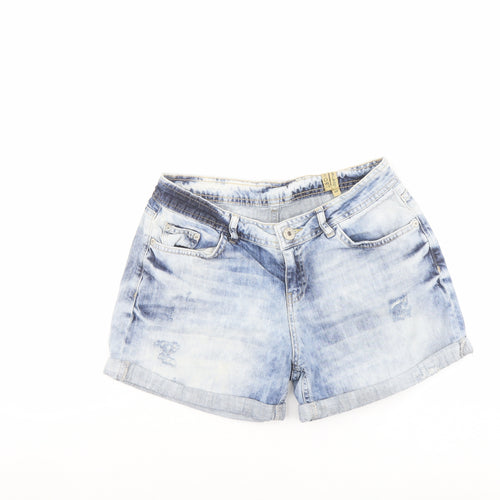 Select Womens Blue Cotton Hot Pants Shorts Size 12 L4 in Regular Button