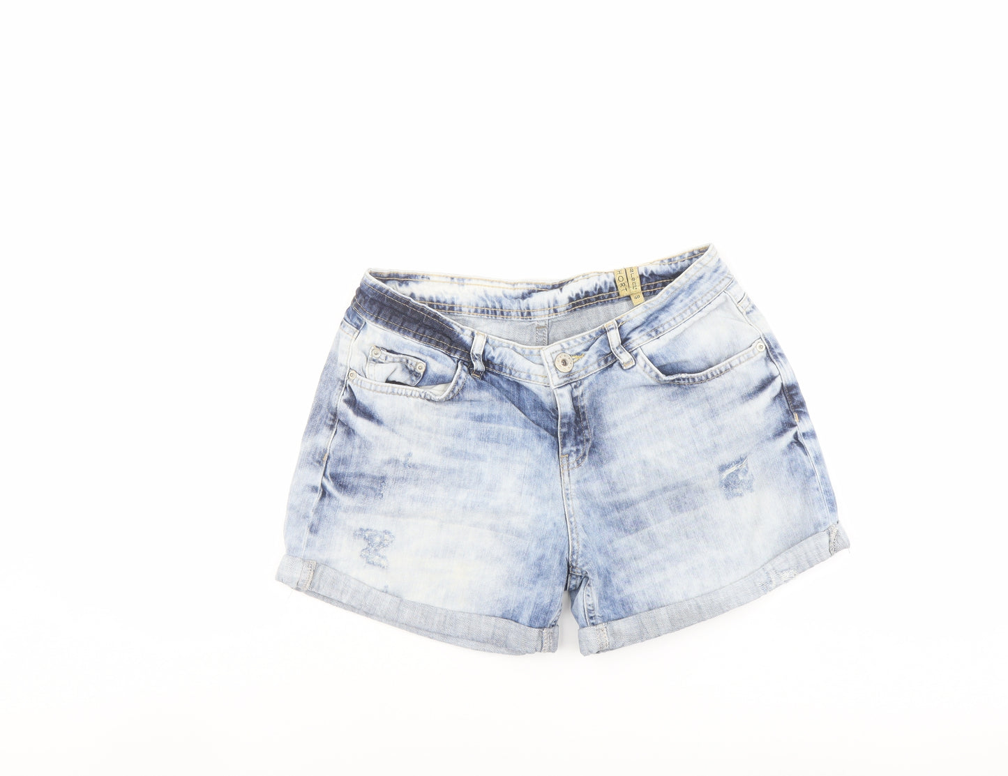 Select Womens Blue Cotton Hot Pants Shorts Size 12 L4 in Regular Button