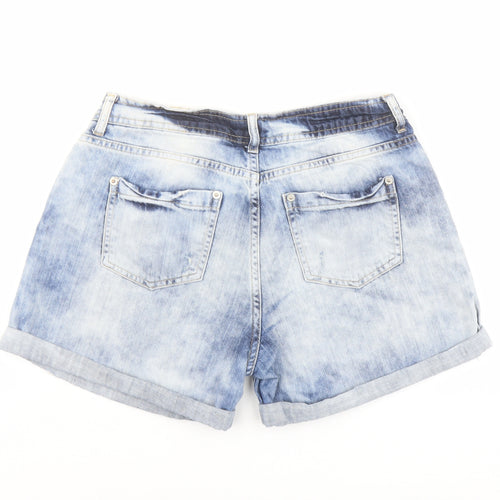 Select Womens Blue Cotton Hot Pants Shorts Size 12 L4 in Regular Button