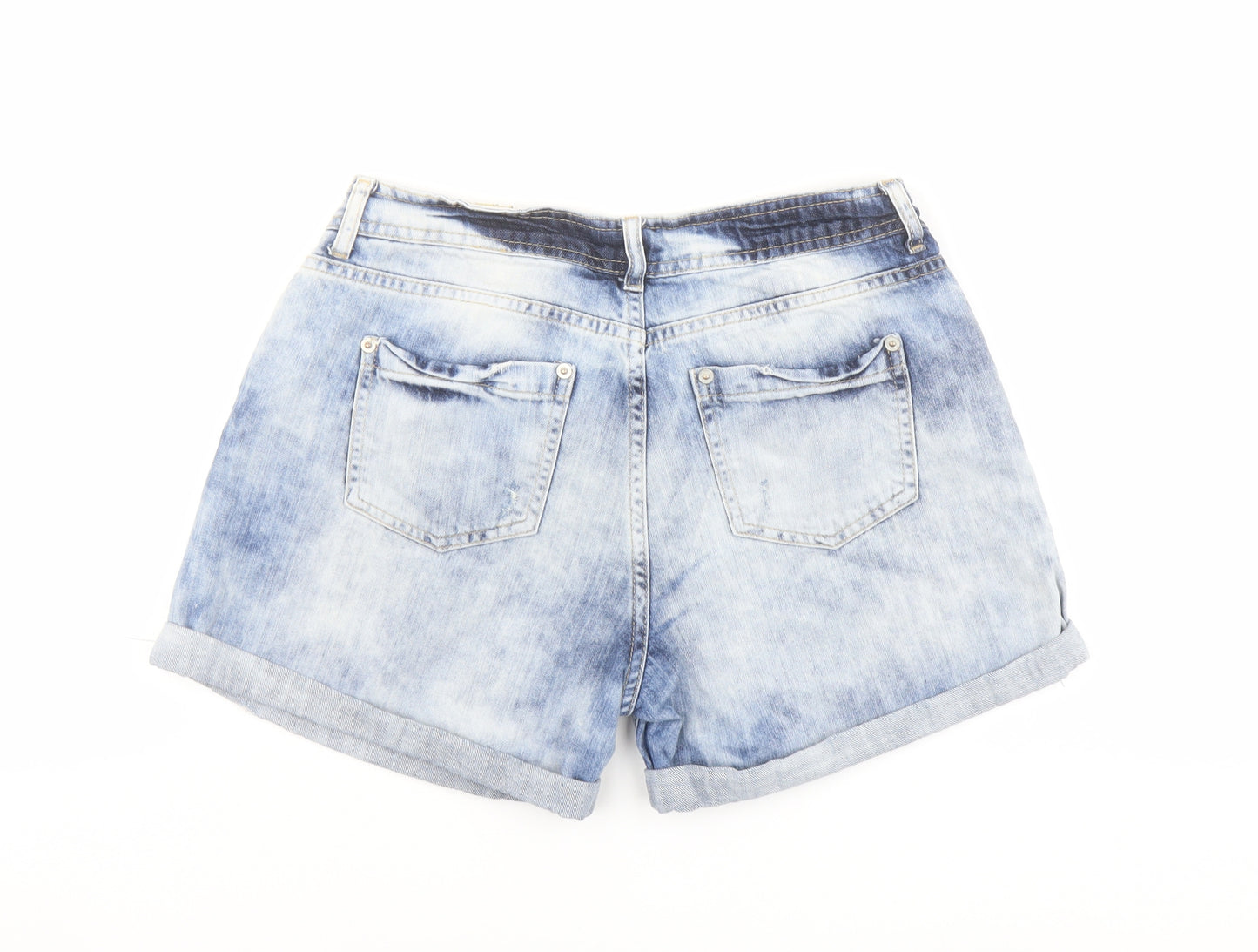 Select Womens Blue Cotton Hot Pants Shorts Size 12 L4 in Regular Button