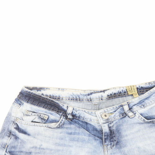 Select Womens Blue Cotton Hot Pants Shorts Size 12 L4 in Regular Button