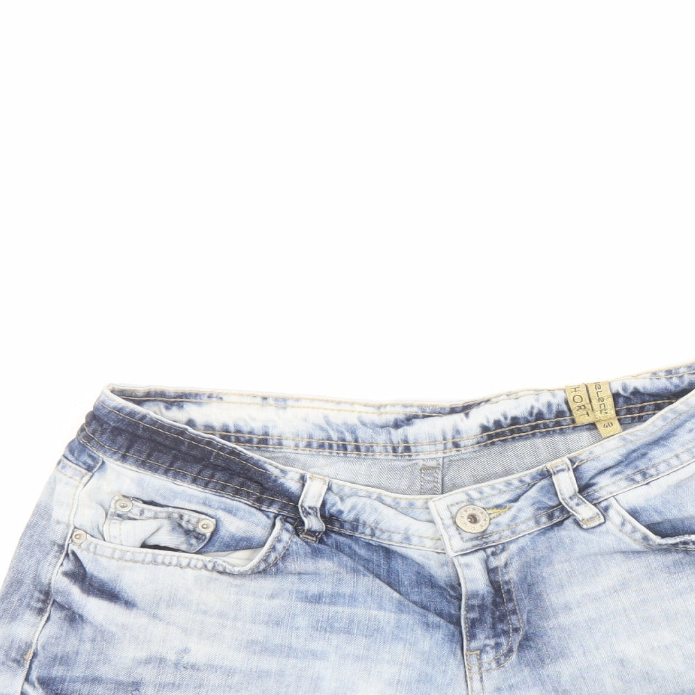 Select Womens Blue Cotton Hot Pants Shorts Size 12 L4 in Regular Button