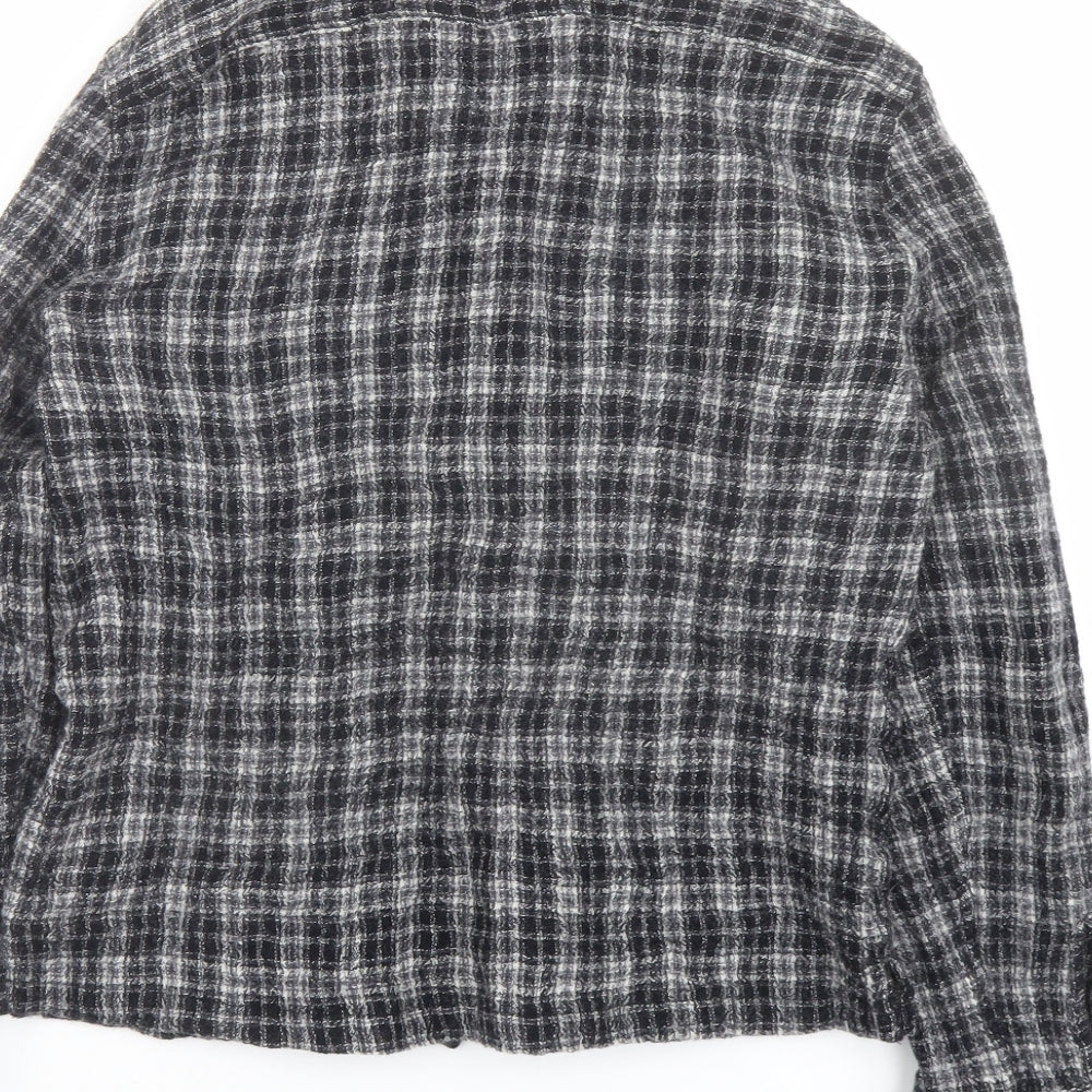 AllSaints Womens Grey Plaid Wool Basic Button-Up Size M Collared