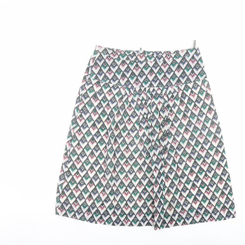 GARDEUR Womens Multicoloured Geometric Cotton A-Line Skirt Size 10 Zip