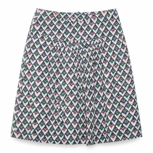 GARDEUR Womens Multicoloured Geometric Cotton A-Line Skirt Size 10 Zip