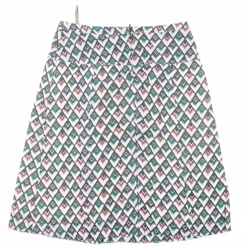 GARDEUR Womens Multicoloured Geometric Cotton A-Line Skirt Size 10 Zip
