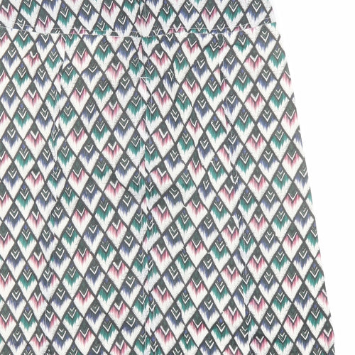 GARDEUR Womens Multicoloured Geometric Cotton A-Line Skirt Size 10 Zip