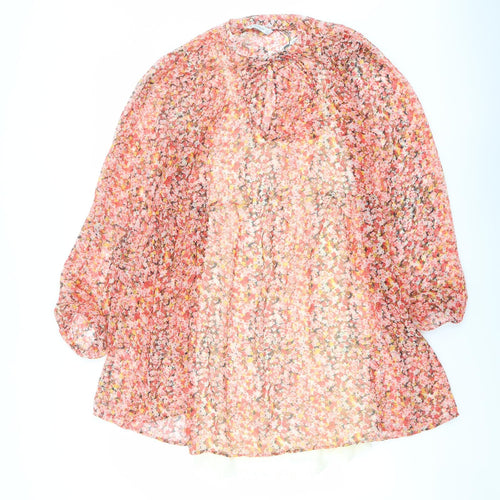 Stradivarius Womens Multicoloured Floral Polyester Trapeze & Swing Size L Round Neck Tie