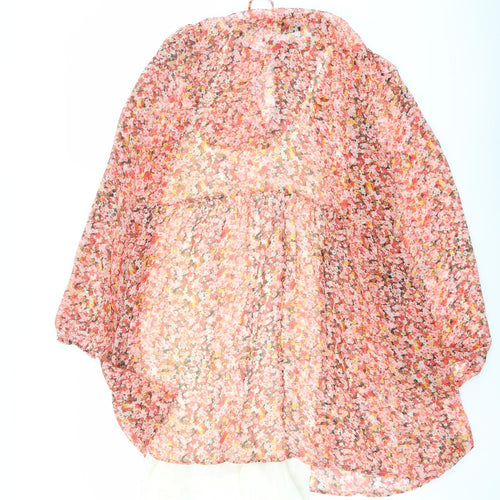 Stradivarius Womens Multicoloured Floral Polyester Trapeze & Swing Size L Round Neck Tie